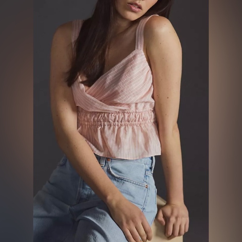 NWT Maeve Shirred Peplum Top Size M - Picture 3 of 9